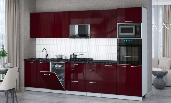 Кухонный гарнитур Интерлиния Мила Gloss 3.25-ПМ3