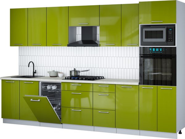 Кухонный гарнитур Интерлиния Мила Gloss 3.25-ПМ3 - фото