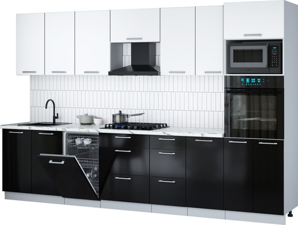 Кухонный гарнитур Интерлиния Мила Gloss 3.25-ПМ3 - фото