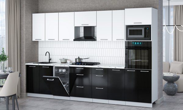 Кухонный гарнитур Интерлиния Мила Gloss 3.25-ПМ3