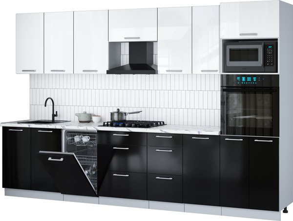 Кухонный гарнитур Интерлиния Мила Gloss 3.25-ПМ3 - фото