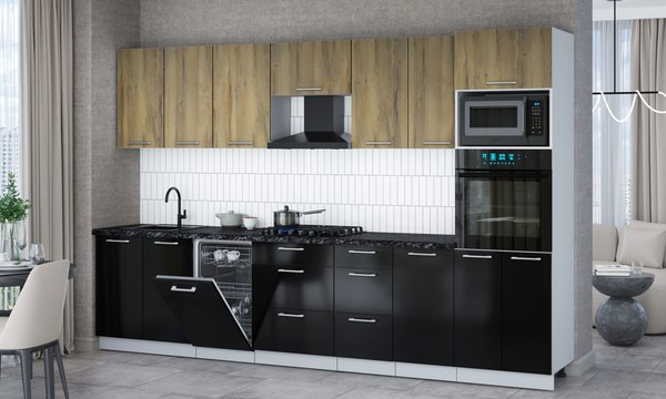 Кухонный гарнитур Интерлиния Мила Gloss 3.25-ПМ3