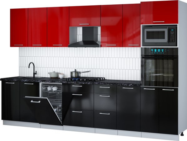 Кухонный гарнитур Интерлиния Мила Gloss 3.25-ПМ3 - фото