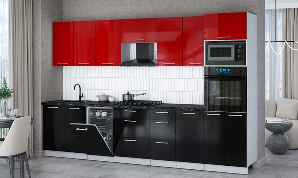 Кухонный гарнитур Интерлиния Мила Gloss 3.25-ПМ3