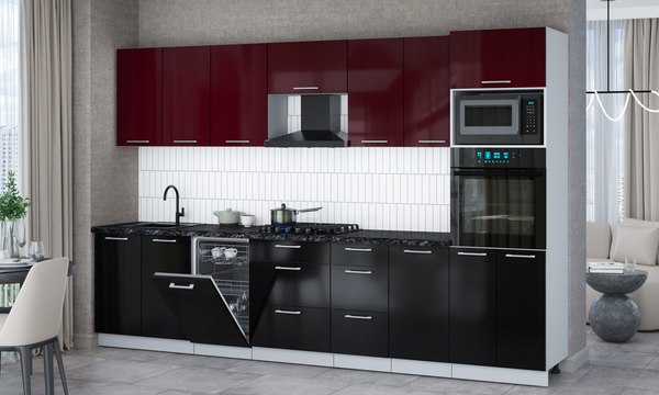 Кухонный гарнитур Интерлиния Мила Gloss 3.25-ПМ3