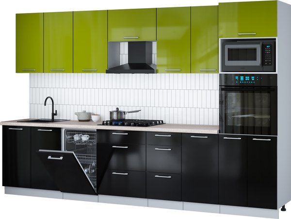 Кухонный гарнитур Интерлиния Мила Gloss 3.25-ПМ3 - фото