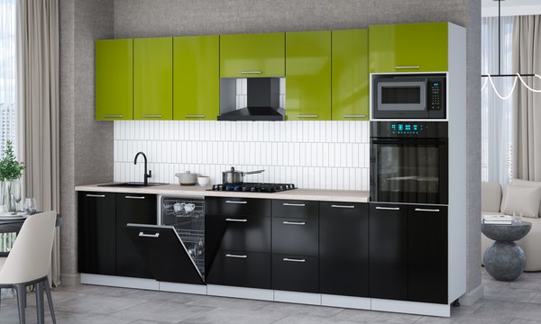 Кухонный гарнитур Интерлиния Мила Gloss 3.25-ПМ3