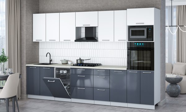 Кухонный гарнитур Интерлиния Мила Gloss 3.25-ПМ3