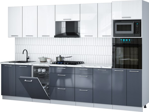 Кухонный гарнитур Интерлиния Мила Gloss 3.25-ПМ3 - фото