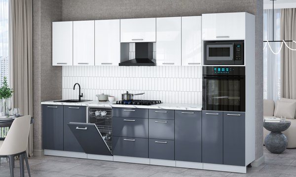 Кухонный гарнитур Интерлиния Мила Gloss 3.25-ПМ3