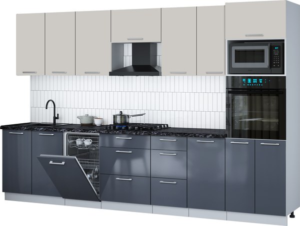 Кухонный гарнитур Интерлиния Мила Gloss 3.25-ПМ3 - фото