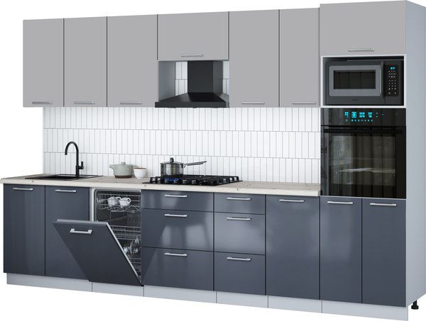 Кухонный гарнитур Интерлиния Мила Gloss 3.25-ПМ3 - фото