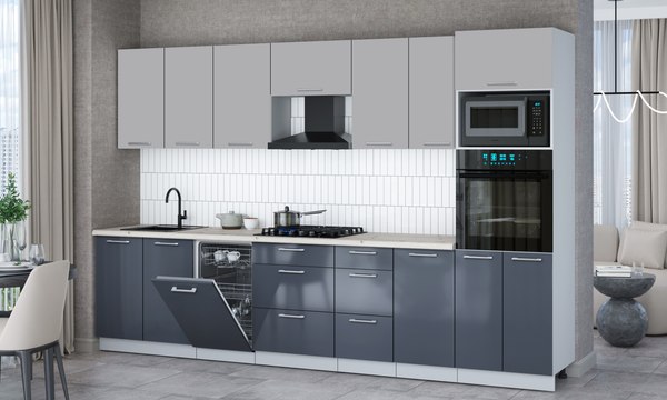 Кухонный гарнитур Интерлиния Мила Gloss 3.25-ПМ3