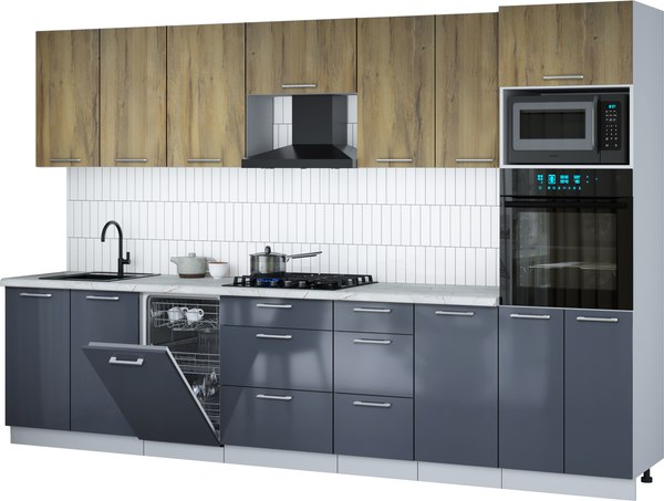 Кухонный гарнитур Интерлиния Мила Gloss 3.25-ПМ3 - фото