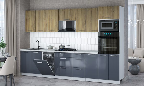 Кухонный гарнитур Интерлиния Мила Gloss 3.25-ПМ3