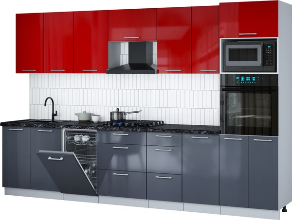 Кухонный гарнитур Интерлиния Мила Gloss 3.25-ПМ3 - фото