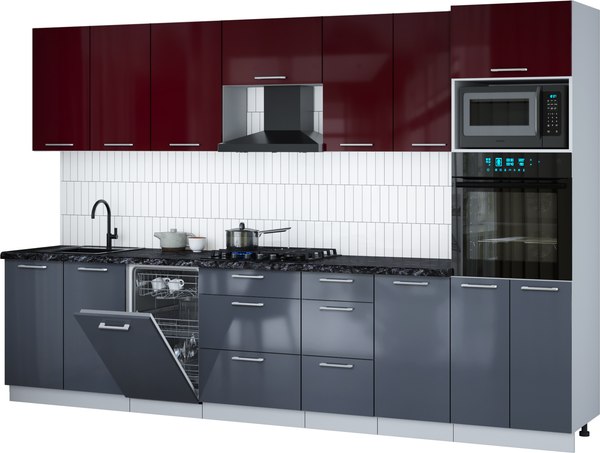 Кухонный гарнитур Интерлиния Мила Gloss 3.25-ПМ3 - фото