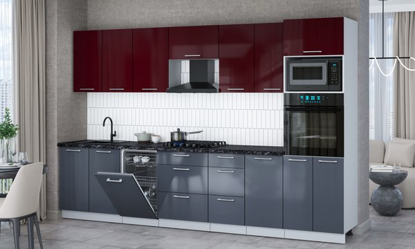 Кухонный гарнитур Интерлиния Мила Gloss 3.25-ПМ3