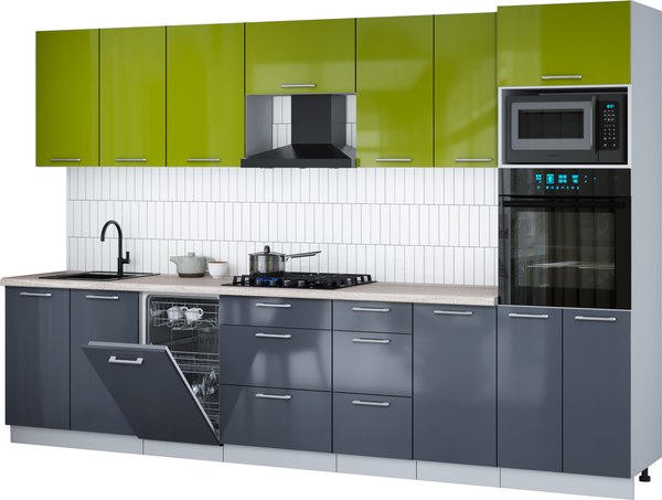 Кухонный гарнитур Интерлиния Мила Gloss 3.25-ПМ3 - фото
