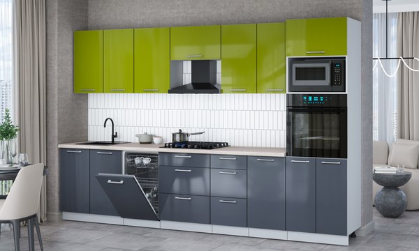 Кухонный гарнитур Интерлиния Мила Gloss 3.25-ПМ3