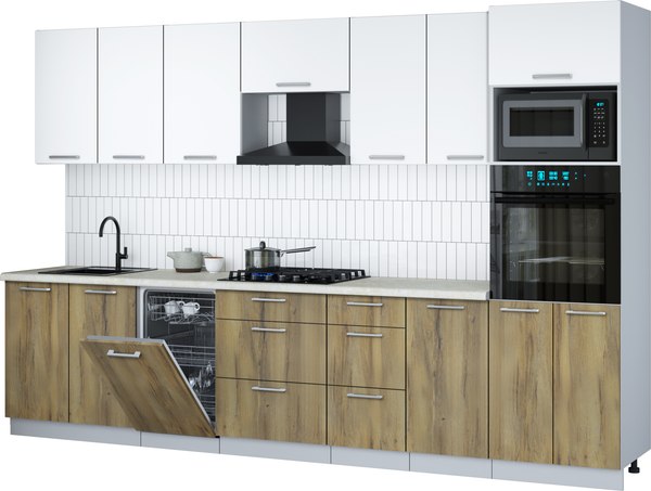 Кухонный гарнитур Интерлиния Мила Gloss 3.25-ПМ3 - фото