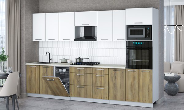 Кухонный гарнитур Интерлиния Мила Gloss 3.25-ПМ3