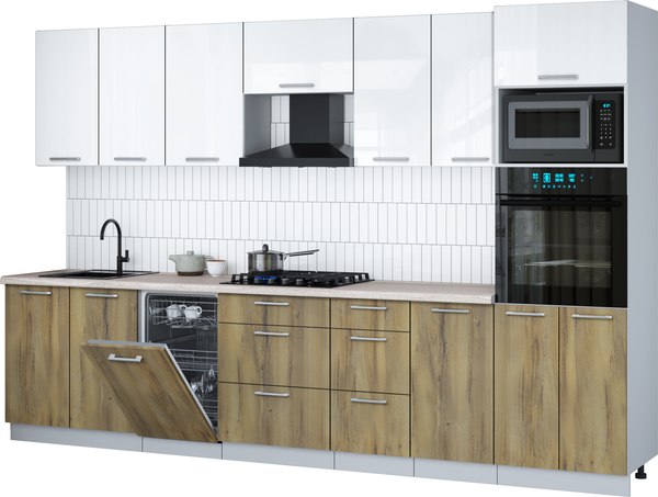Кухонный гарнитур Интерлиния Мила Gloss 3.25-ПМ3 - фото