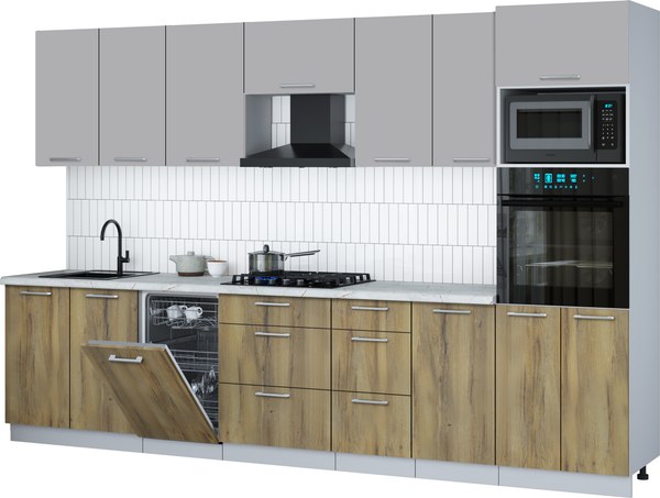 Кухонный гарнитур Интерлиния Мила Gloss 3.25-ПМ3 - фото