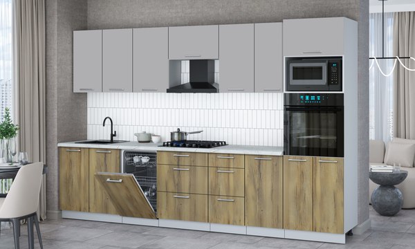 Кухонный гарнитур Интерлиния Мила Gloss 3.25-ПМ3