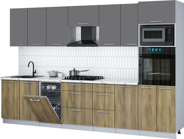 Кухонный гарнитур Интерлиния Мила Gloss 3.25-ПМ3 - фото