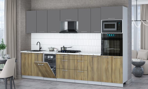 Кухонный гарнитур Интерлиния Мила Gloss 3.25-ПМ3