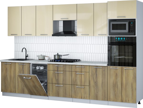 Кухонный гарнитур Интерлиния Мила Gloss 3.25-ПМ3 - фото