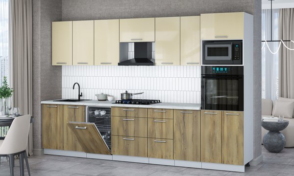 Кухонный гарнитур Интерлиния Мила Gloss 3.25-ПМ3