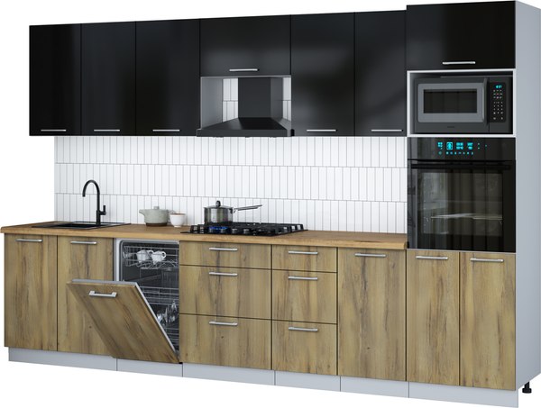 Кухонный гарнитур Интерлиния Мила Gloss 3.25-ПМ3 - фото