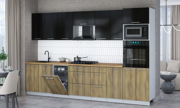 Кухонный гарнитур Интерлиния Мила Gloss 3.25-ПМ3