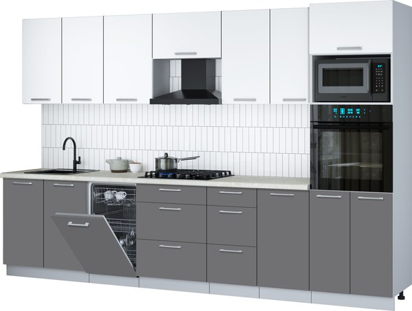 Кухонный гарнитур Интерлиния Мила Gloss 3.25-ПМ3 - фото