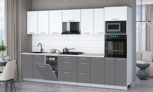 Кухонный гарнитур Интерлиния Мила Gloss 3.25-ПМ3