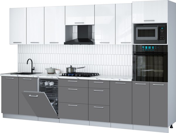 Кухонный гарнитур Интерлиния Мила Gloss 3.25-ПМ3 - фото