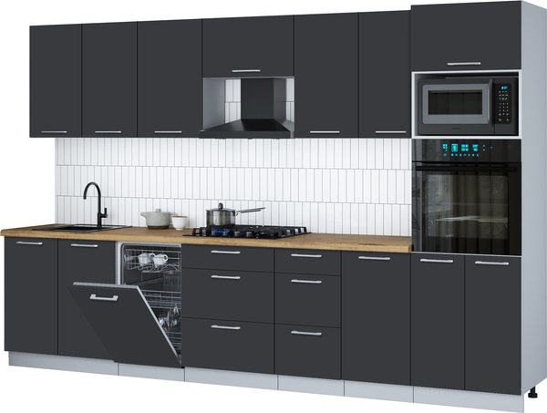 Кухонный гарнитур Интерлиния Мила Gloss 3.25-ПМ3 - фото