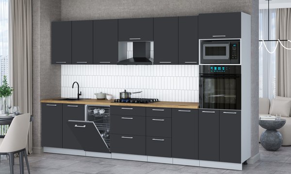 Кухонный гарнитур Интерлиния Мила Gloss 3.25-ПМ3