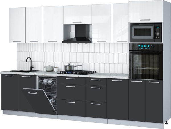 Кухонный гарнитур Интерлиния Мила Gloss 3.25-ПМ3 - фото