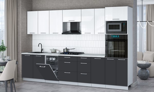 Кухонный гарнитур Интерлиния Мила Gloss 3.25-ПМ3