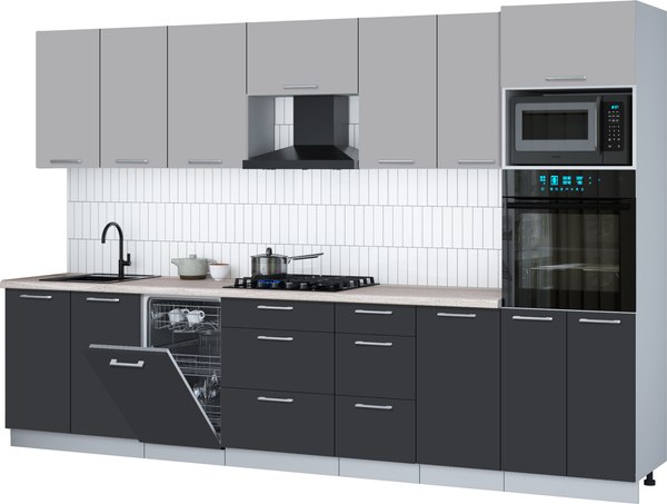 Кухонный гарнитур Интерлиния Мила Gloss 3.25-ПМ3 - фото