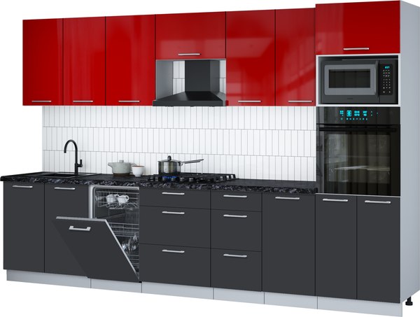 Кухонный гарнитур Интерлиния Мила Gloss 3.25-ПМ3 - фото