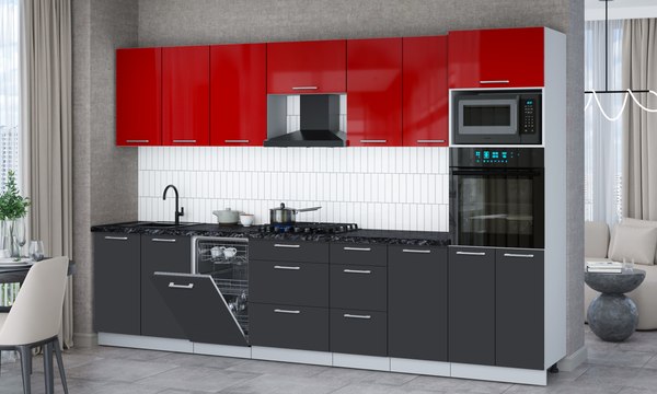 Кухонный гарнитур Интерлиния Мила Gloss 3.25-ПМ3