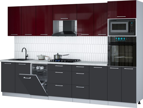 Кухонный гарнитур Интерлиния Мила Gloss 3.25-ПМ3 - фото