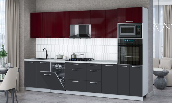 Кухонный гарнитур Интерлиния Мила Gloss 3.25-ПМ3