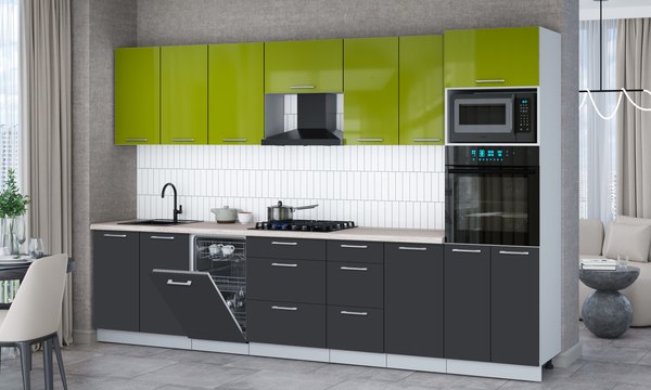 Кухонный гарнитур Интерлиния Мила Gloss 3.25-ПМ3