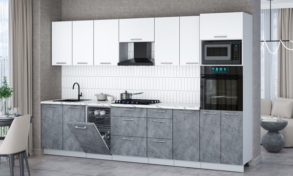 Кухонный гарнитур Интерлиния Мила Gloss 3.25-ПМ3