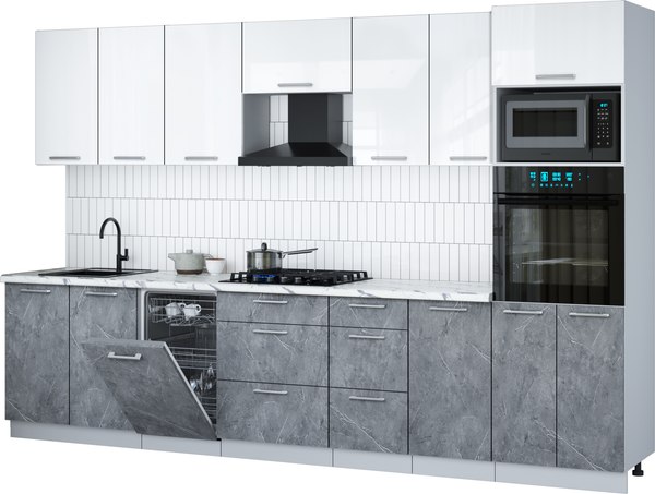 Кухонный гарнитур Интерлиния Мила Gloss 3.25-ПМ3 - фото